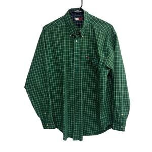 Preppy Green Grid Shirt Tommy Hilfiger Classic 90s Size L